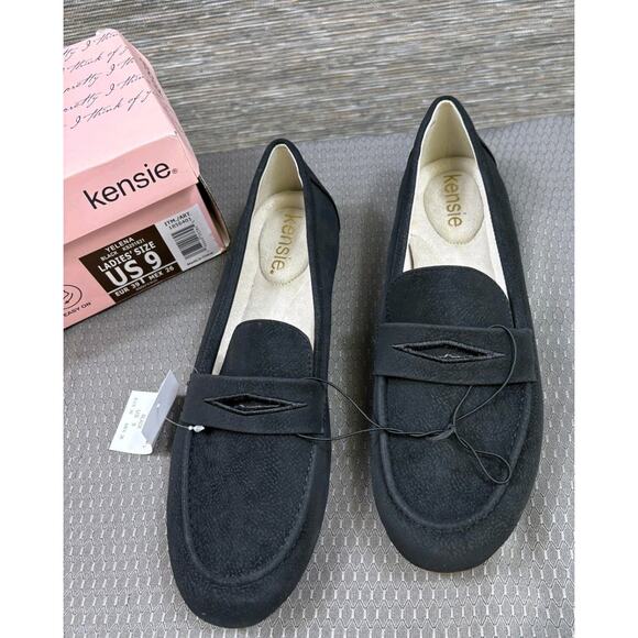 Kensie Shoes - Kensie Womens Yelena Loafers Flats Size 9 Black Slip On Comfort Casual Shoes NEW